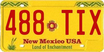 NM license plate 488TIX