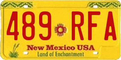 NM license plate 489RFA