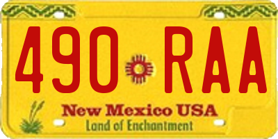 NM license plate 490RAA