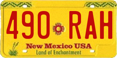 NM license plate 490RAH