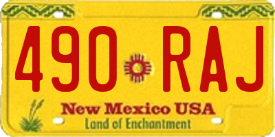 NM license plate 490RAJ