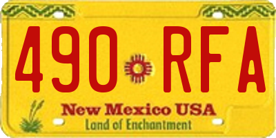 NM license plate 490RFA