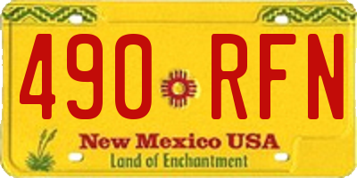 NM license plate 490RFN