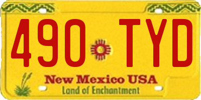 NM license plate 490TYD