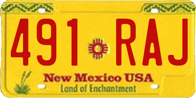 NM license plate 491RAJ