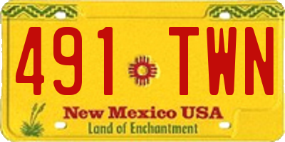 NM license plate 491TWN