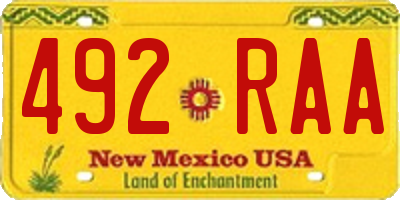 NM license plate 492RAA