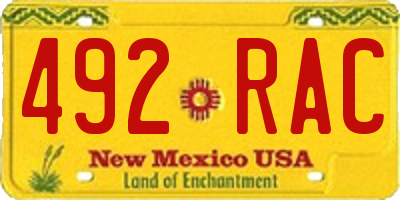 NM license plate 492RAC