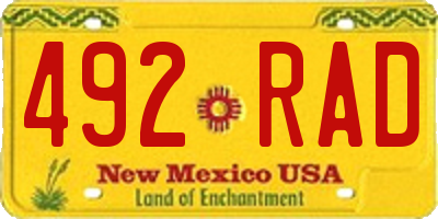 NM license plate 492RAD