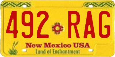 NM license plate 492RAG