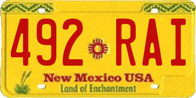 NM license plate 492RAI