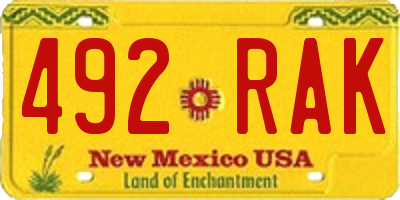 NM license plate 492RAK