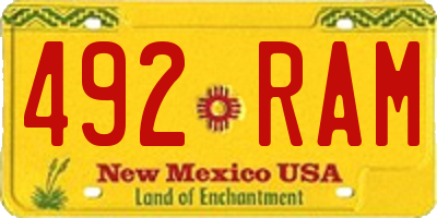 NM license plate 492RAM