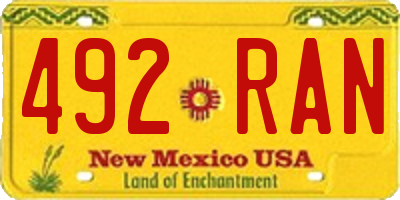 NM license plate 492RAN