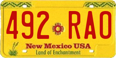 NM license plate 492RAO