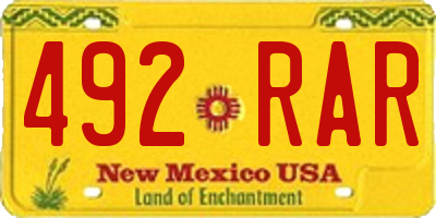NM license plate 492RAR