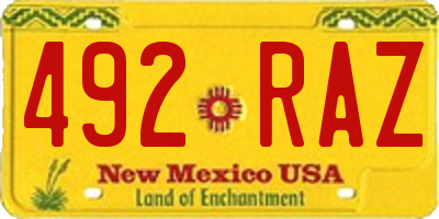 NM license plate 492RAZ