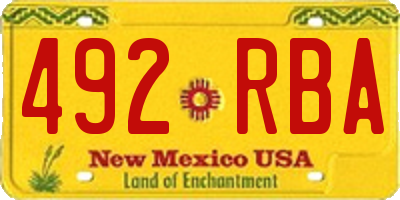 NM license plate 492RBA