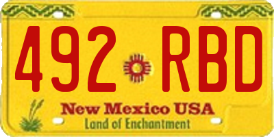 NM license plate 492RBD