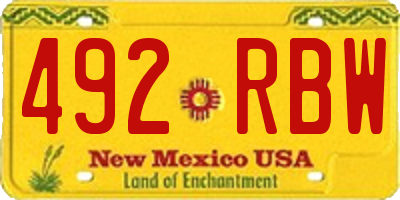 NM license plate 492RBW