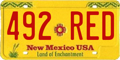 NM license plate 492RED