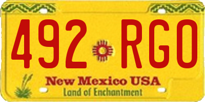 NM license plate 492RGO