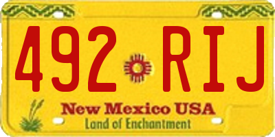 NM license plate 492RIJ