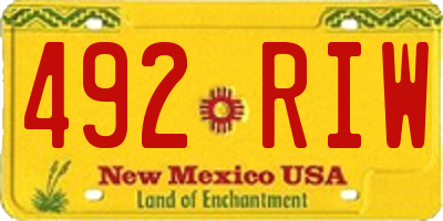 NM license plate 492RIW