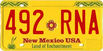 NM license plate 492RNA