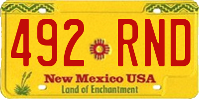 NM license plate 492RND