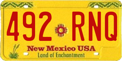 NM license plate 492RNQ