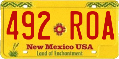 NM license plate 492ROA