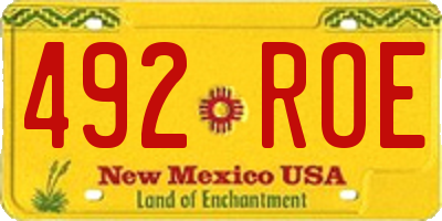 NM license plate 492ROE