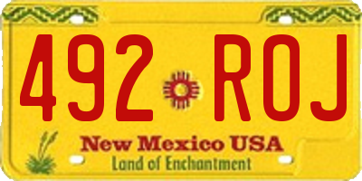 NM license plate 492ROJ