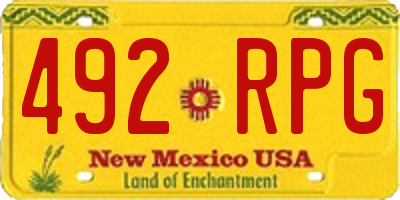 NM license plate 492RPG