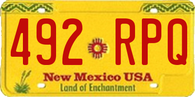 NM license plate 492RPQ