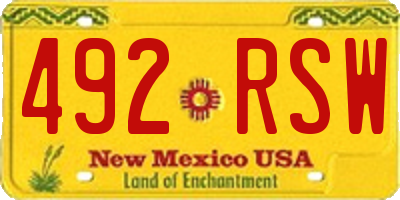 NM license plate 492RSW