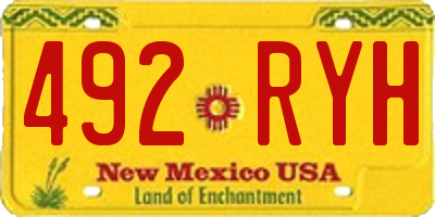 NM license plate 492RYH
