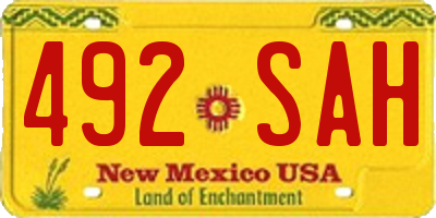 NM license plate 492SAH
