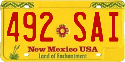 NM license plate 492SAI