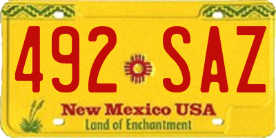 NM license plate 492SAZ