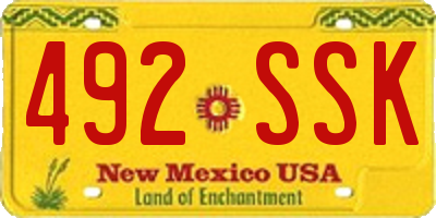 NM license plate 492SSK