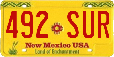 NM license plate 492SUR