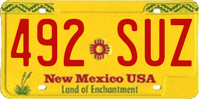 NM license plate 492SUZ
