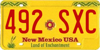 NM license plate 492SXC