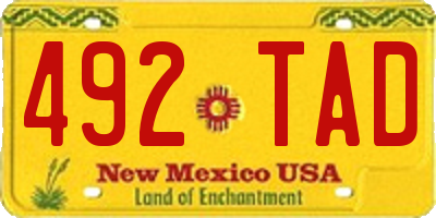 NM license plate 492TAD