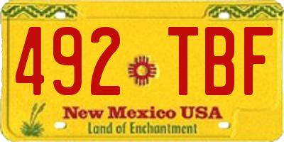 NM license plate 492TBF