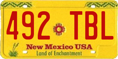NM license plate 492TBL