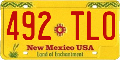 NM license plate 492TLO