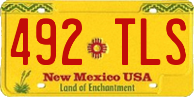 NM license plate 492TLS